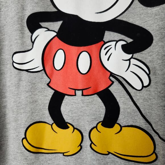 Disney Mickey Mouse Men's Short Sleeve T-Shirt Gray X-Large  Felt Logo - Picture 4 of 10